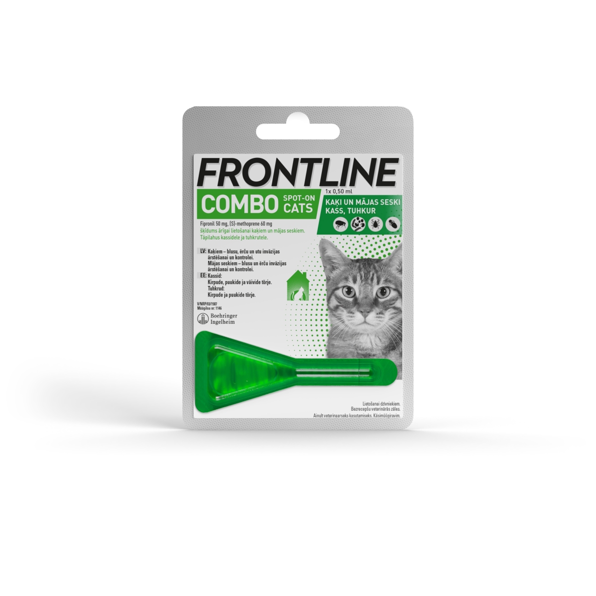 Frontline Combo Spot-on Cats šķīdums pilināšanai uz ādas kaķiem - Produkta attēls