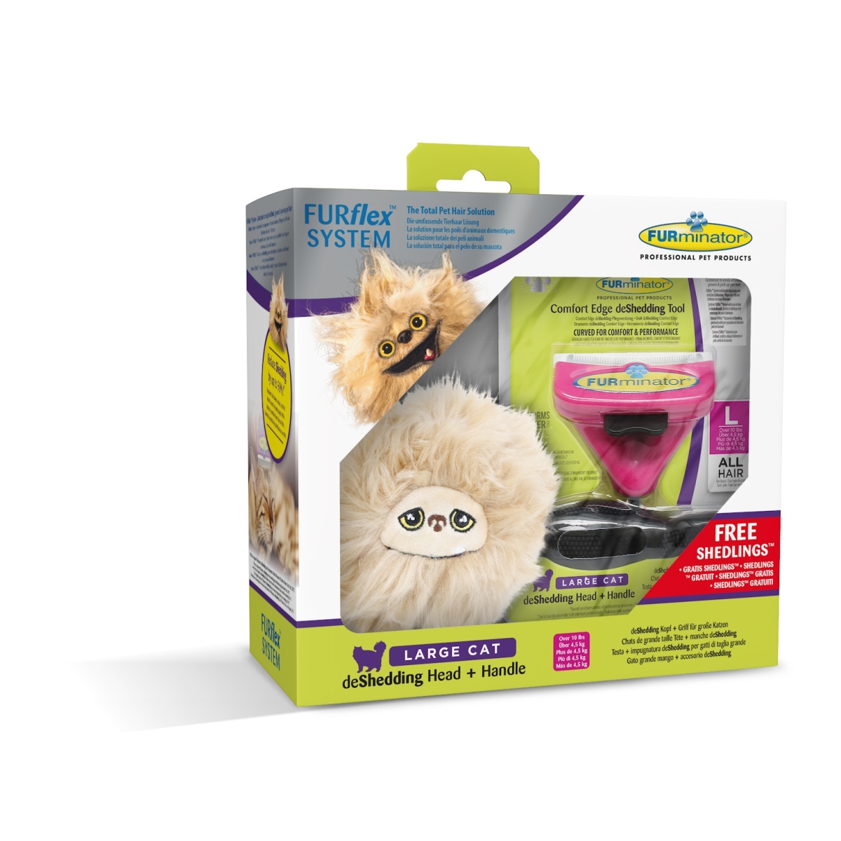 Furminator Furflex ķemme kaķiem, L, uzgalis + rokturis + rotaļlieta. - Produkta attēls