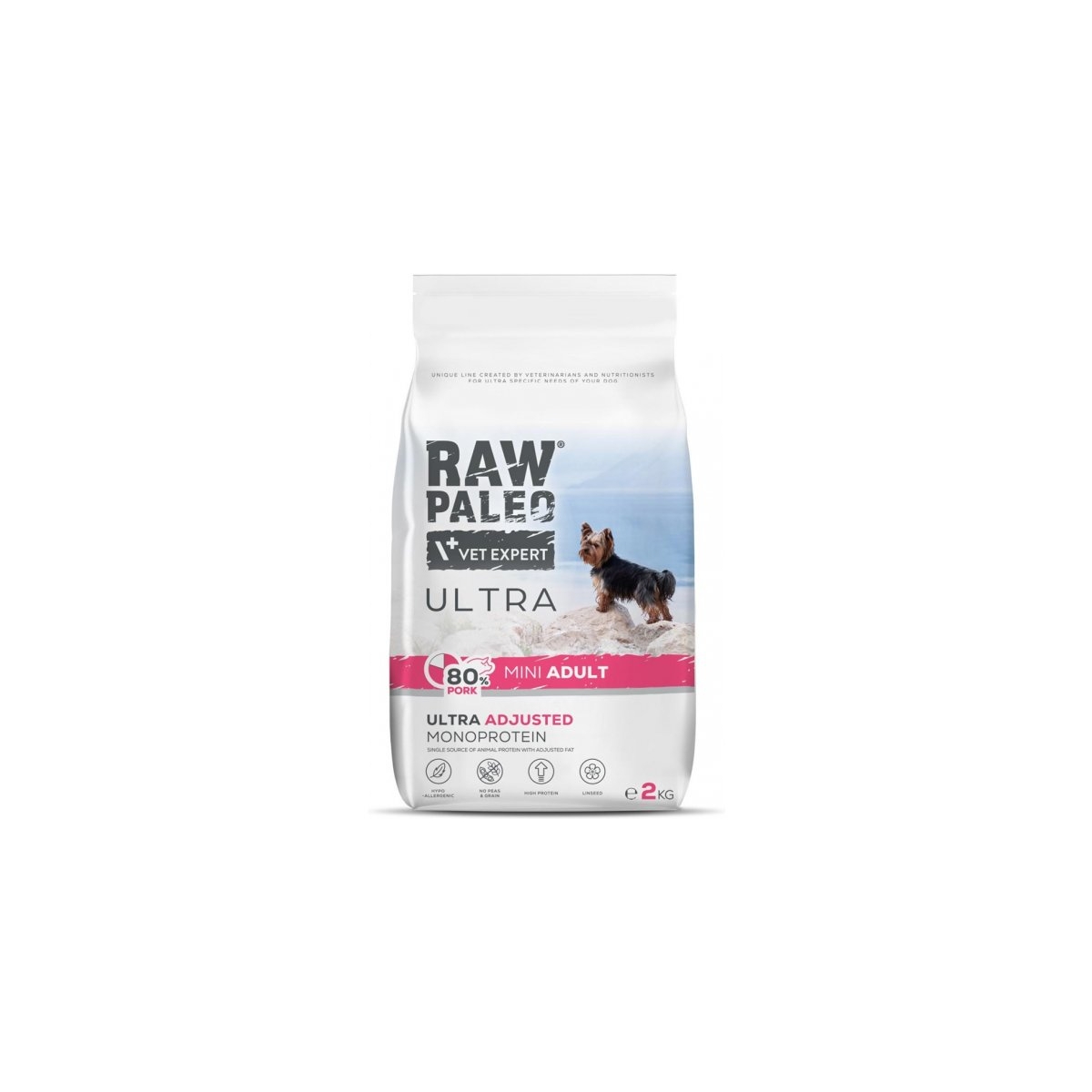 RAW PALEO Ultra Mini sausā barība suņiem, 2kg, cūka - Produkta attēls