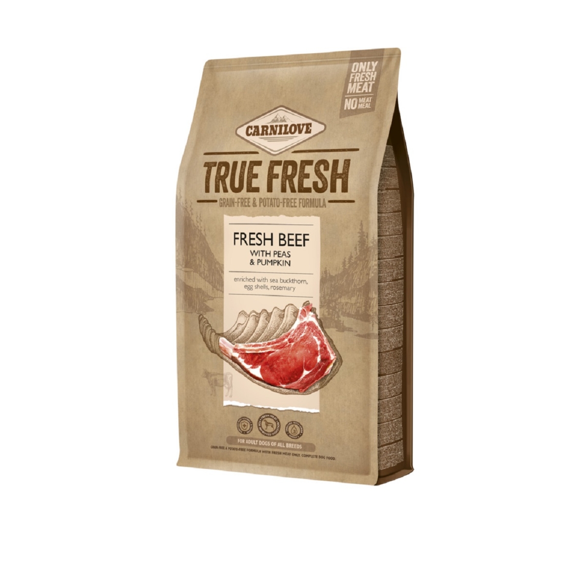 CARNILOVE True Fresh sausā barība suņiem, liellops, 1,4kg - Produkta attēls