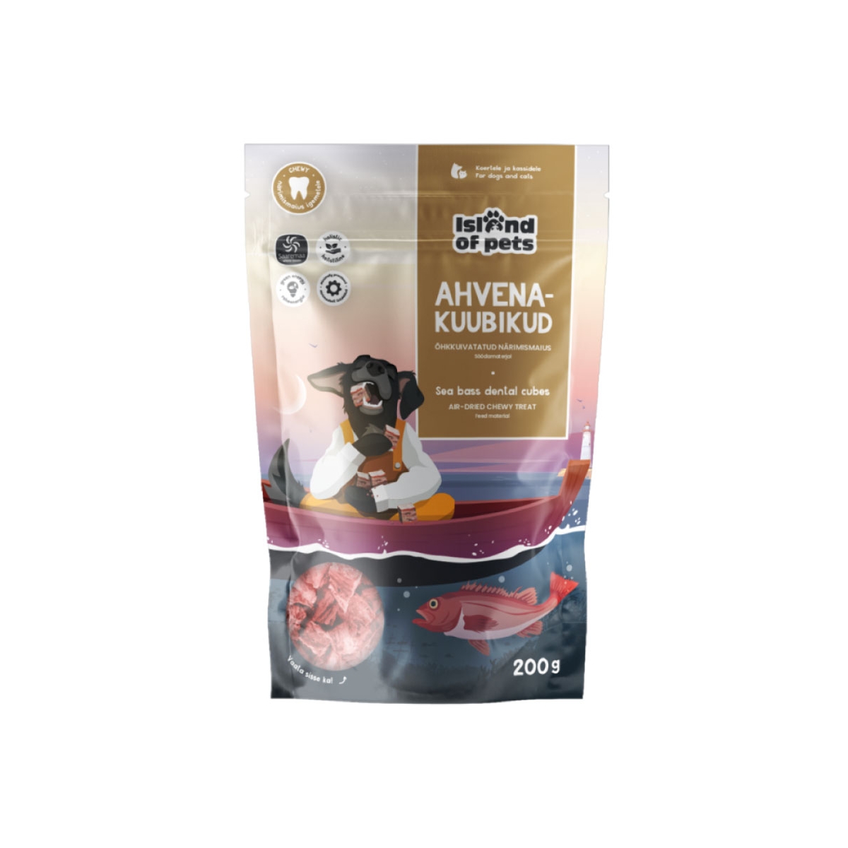 ISLAND OF PETS  jūras asara ādas kubiņi, 200g - Produkta attēls