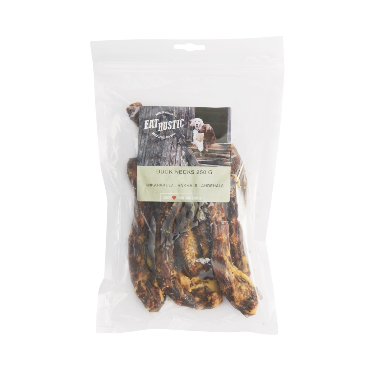EAT RUSTIC dabīgs gardums suņiem, pīļu kakli, 250g - Produkta attēls