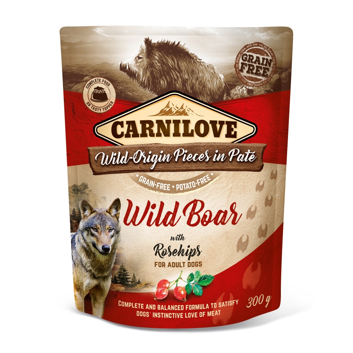 CARNILOVE mitrā barība suņiem, mežacūka/mežrozītes, 300g - Produkta attēls