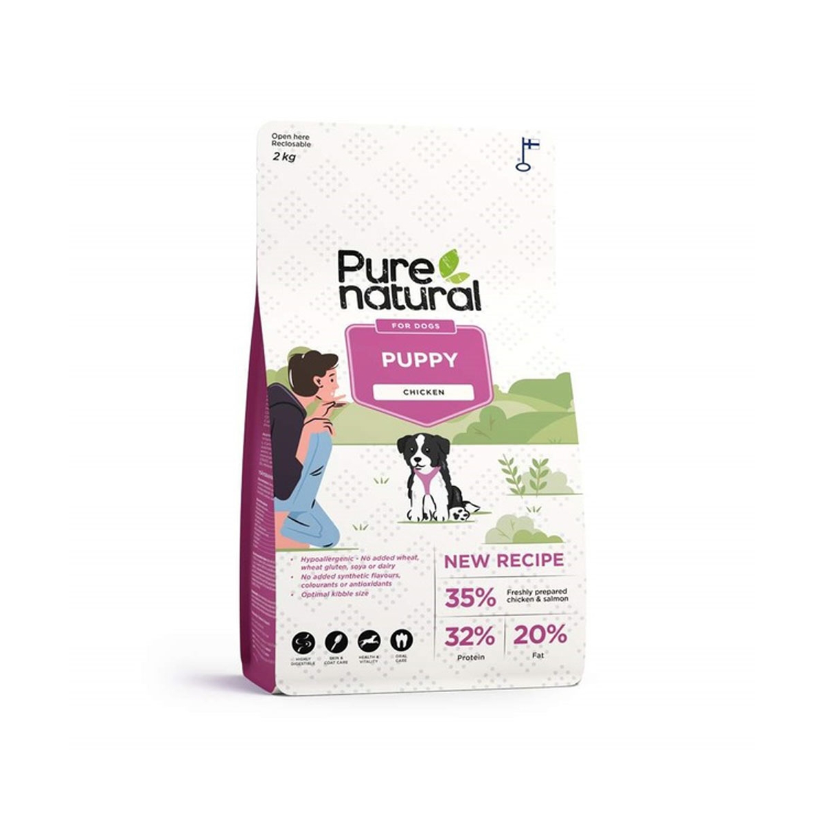 PURENATURAL Puppy sausā barība kucēniem, vista/lasis, 2kg - Produkta attēls