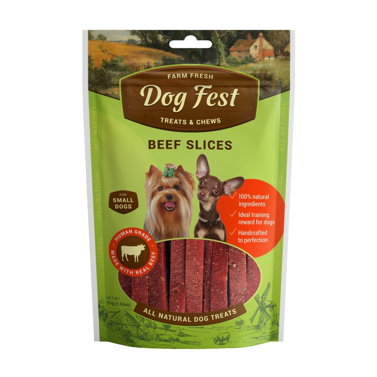 Dog Fest liellopa sloksnītes maziem suņiem 55g - Produkta attēls
