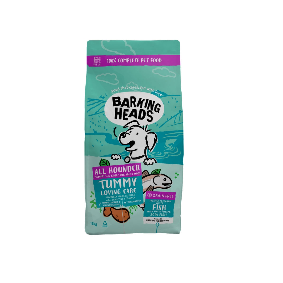 BARKING HEADS All Hounder Fish sausā barība suņiem, zivs, 12kg - Produkta attēls