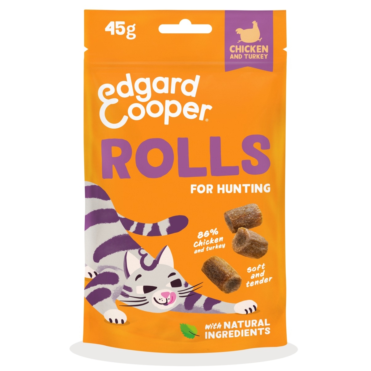 EDGARD COOPER Rolls gardumi kaķiem, vista/tītars, 45g - Produkta attēls