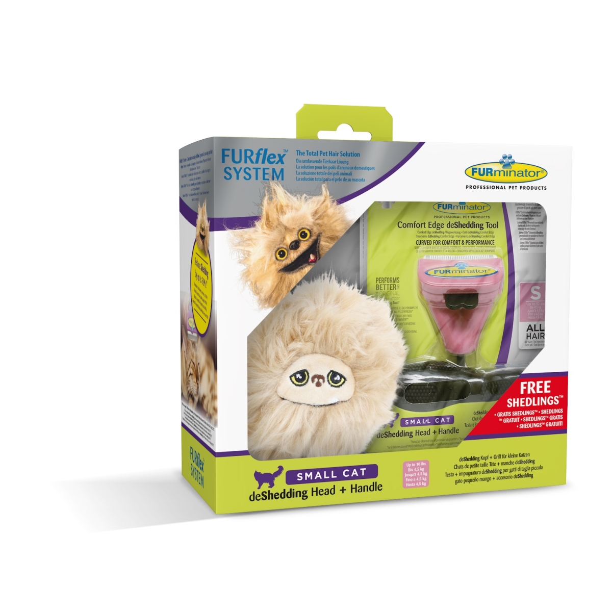Furminator Furflex ķemme kaķiem, S, uzgalis + rokturis + rotaļlieta. - Produkta attēls