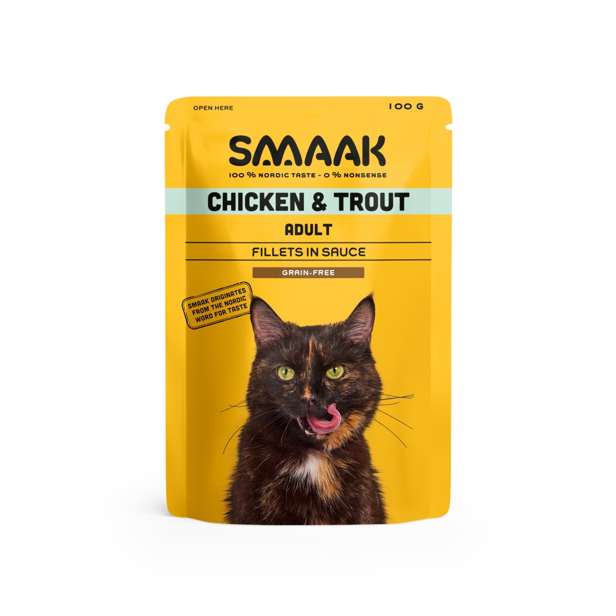 SMAAK mitrā barība kaķiem, vista/forele, 100g - Produkta attēls