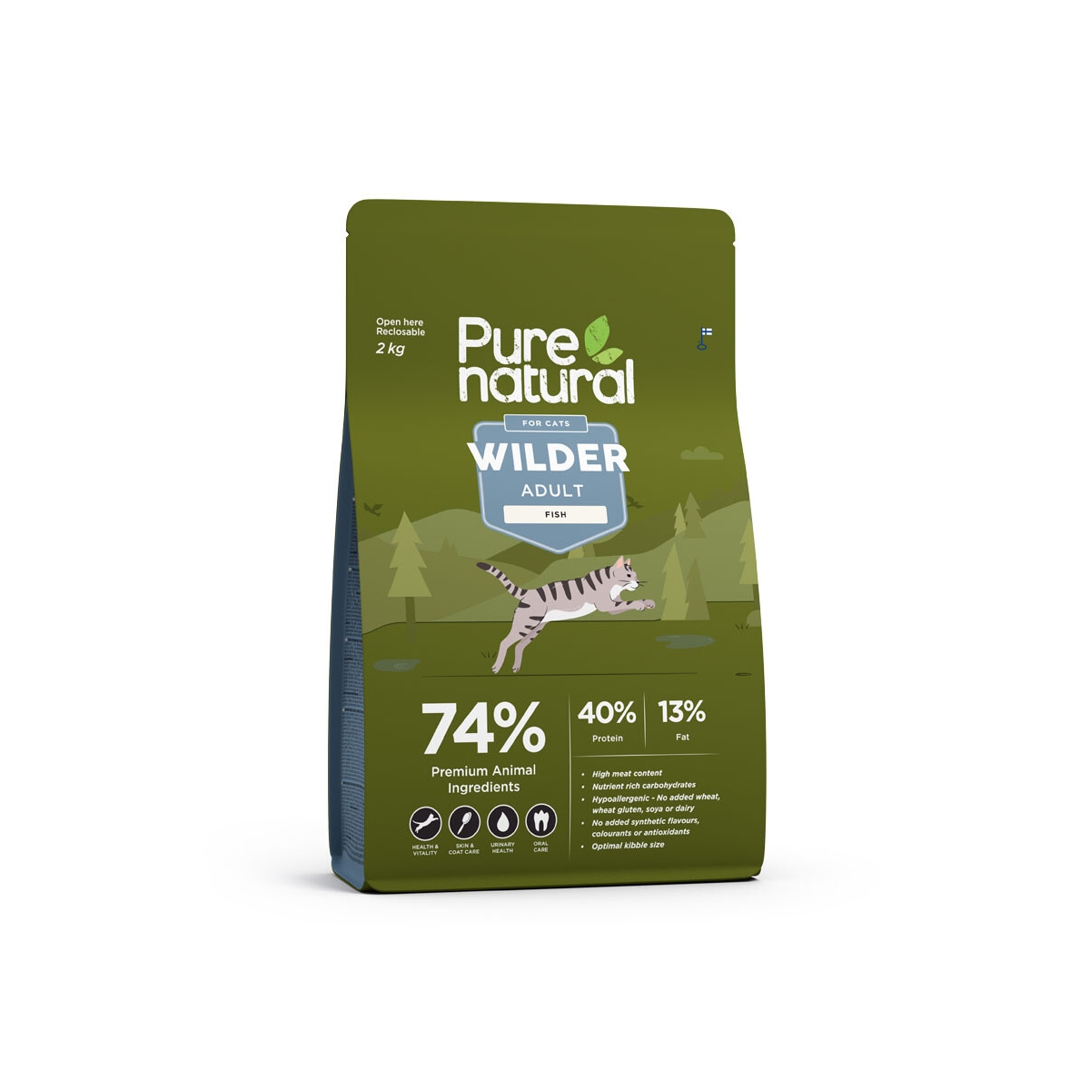 PURENATURAL Wilder sausā barība kaķiem, zivis, 2kg - Produkta attēls