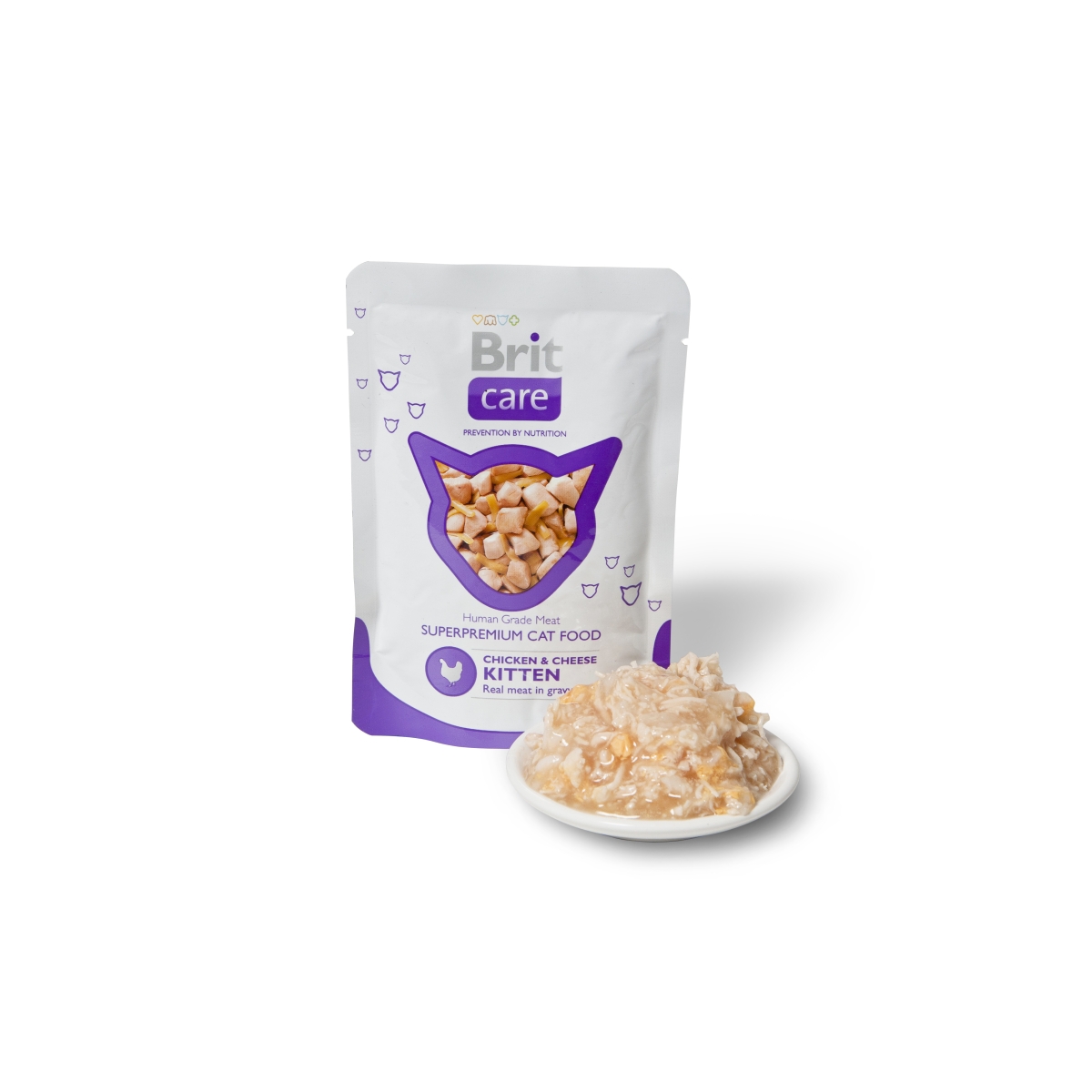 Brit Care mitrā barība kaķēniem ar vistu/sieru 80g - Produkta attēls