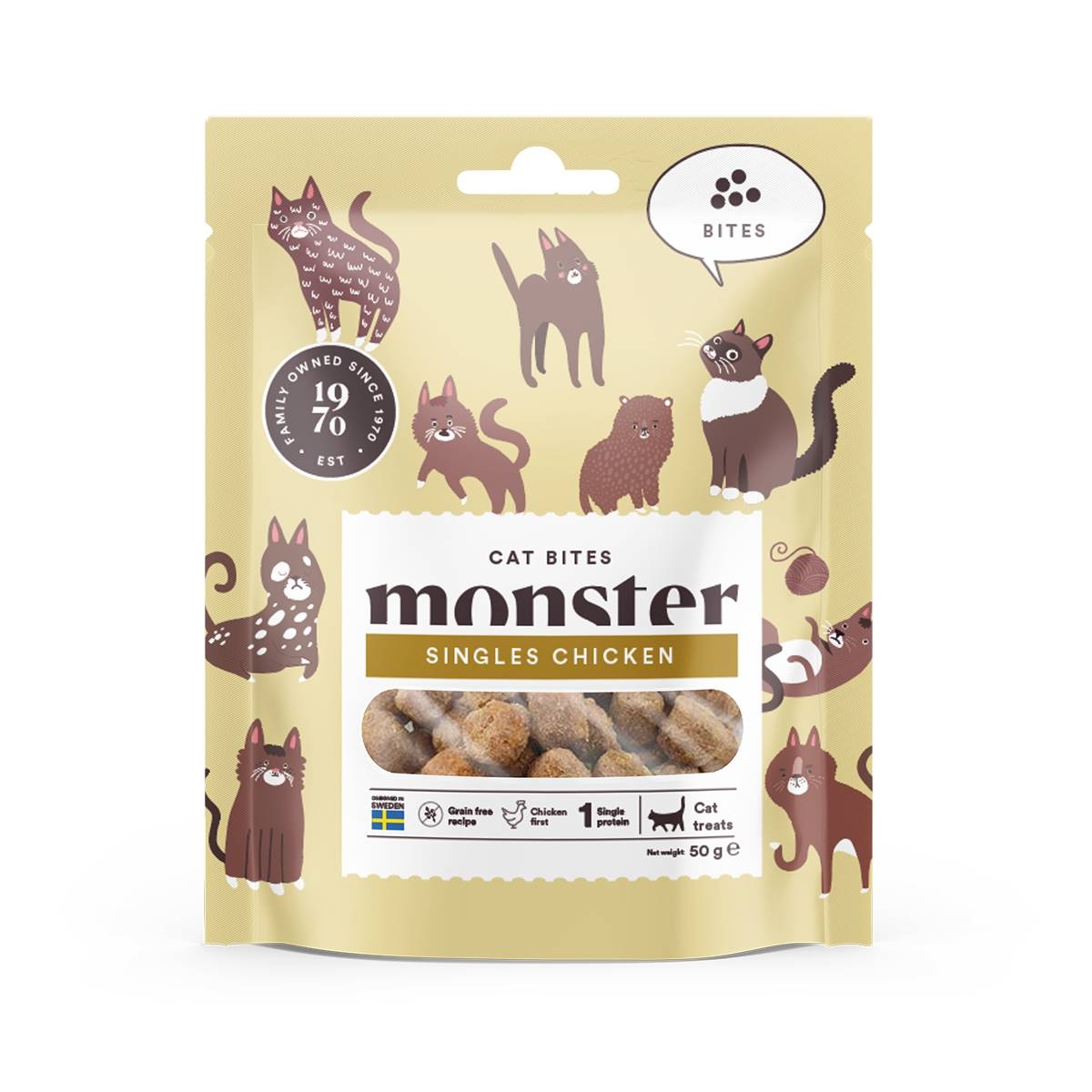 MONSTER Bites kārumi kaķiem, vista, 50g - Produkta attēls