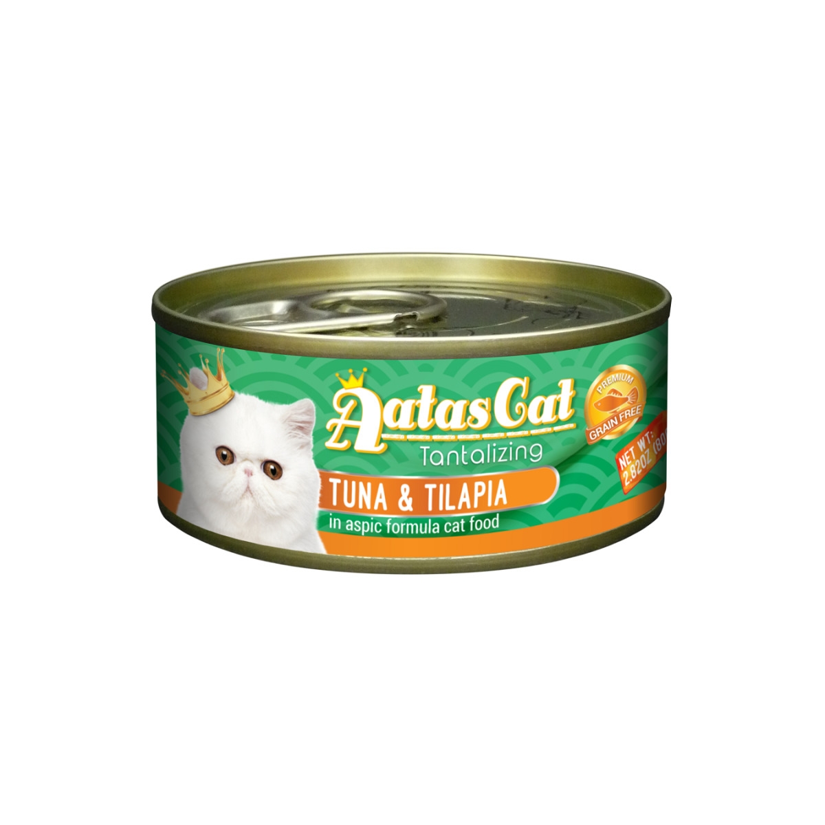 AATAS mitrā barība ar kārdinošu tunci un tilapiju, kaķiem, 80g - Produkta attēls