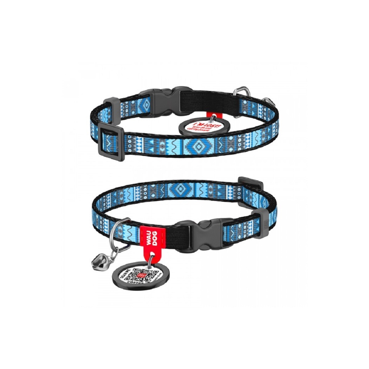 Collar Waudog kakla siksna kaķiem 20-30 cm, etno zila - Produkta attēls