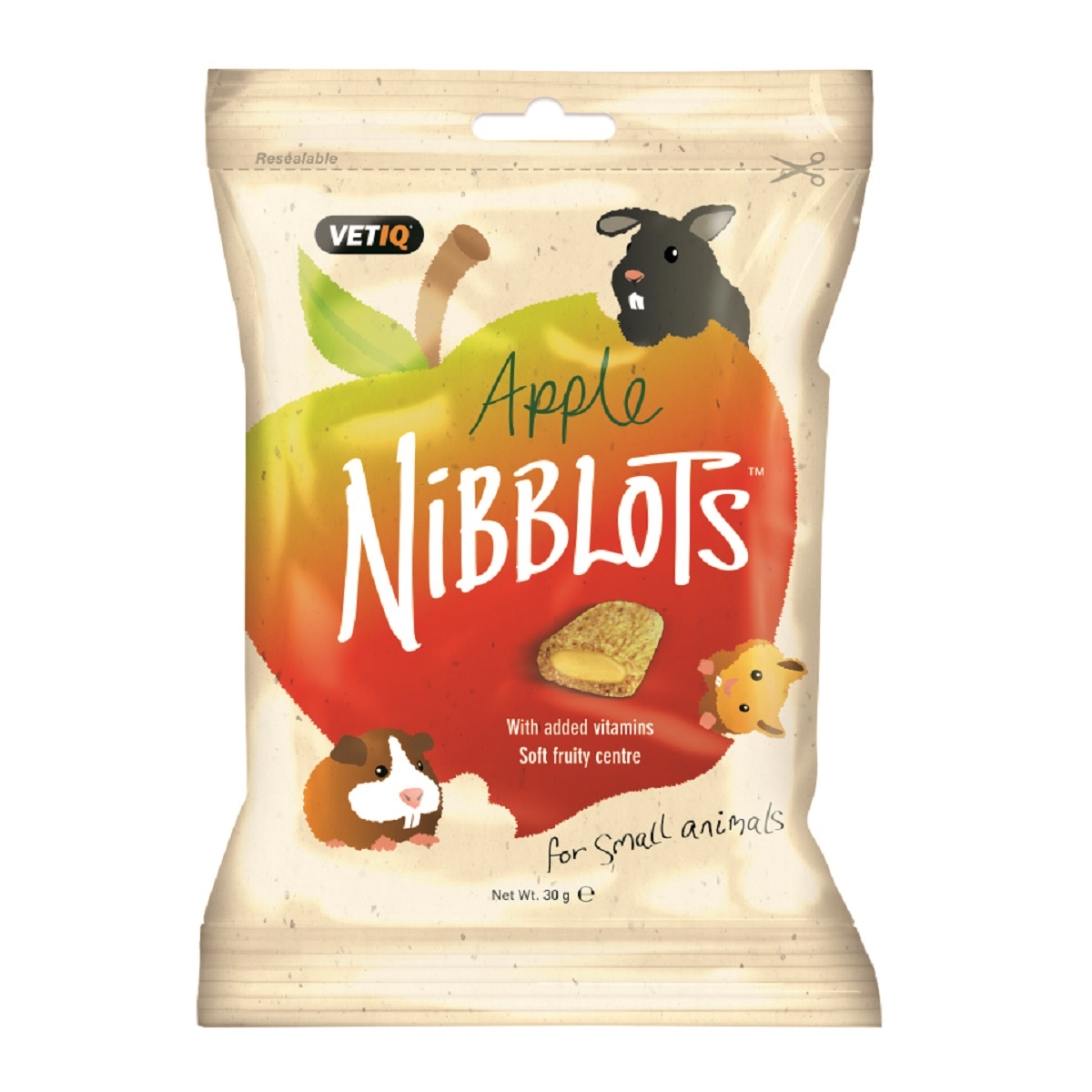 VETIQ Nibblots gardumi maziem dzīvniekiem, ar āboliem, 30g - Produkta attēls