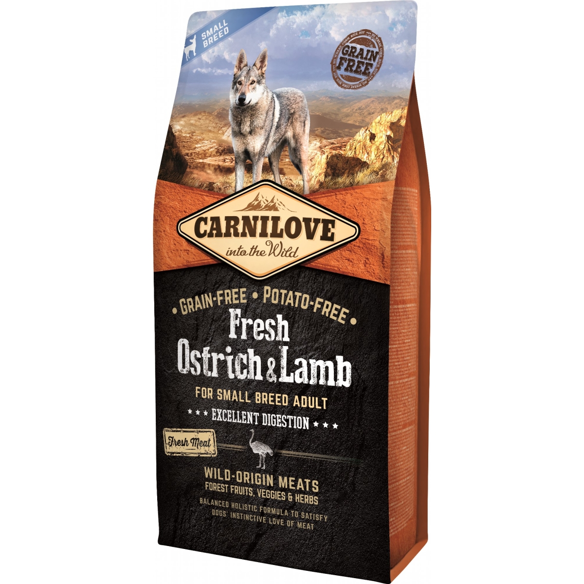 CARNILOVE Fresh sausā barība mazo šķirņu suņiem strauss/jērs 6kg - Produkta attēls
