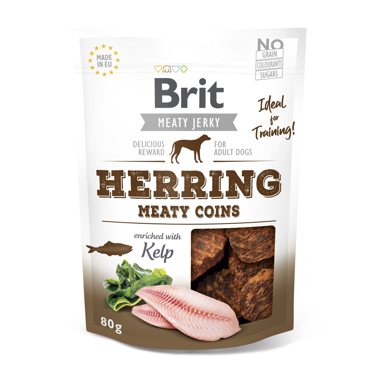 Brit Jerky kārumi suņiem ar siļķi 80g - Produkta attēls