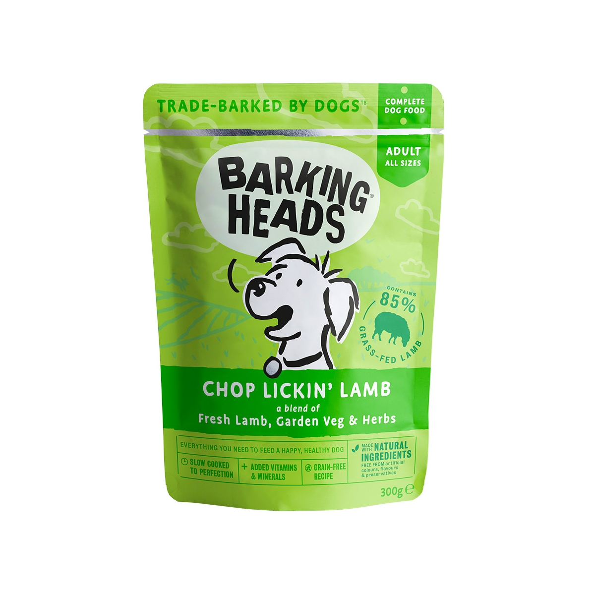 BARKING HEADS Chop Lickin Lamb mitrā barība suņiem, jērs, 300g - Produkta attēls