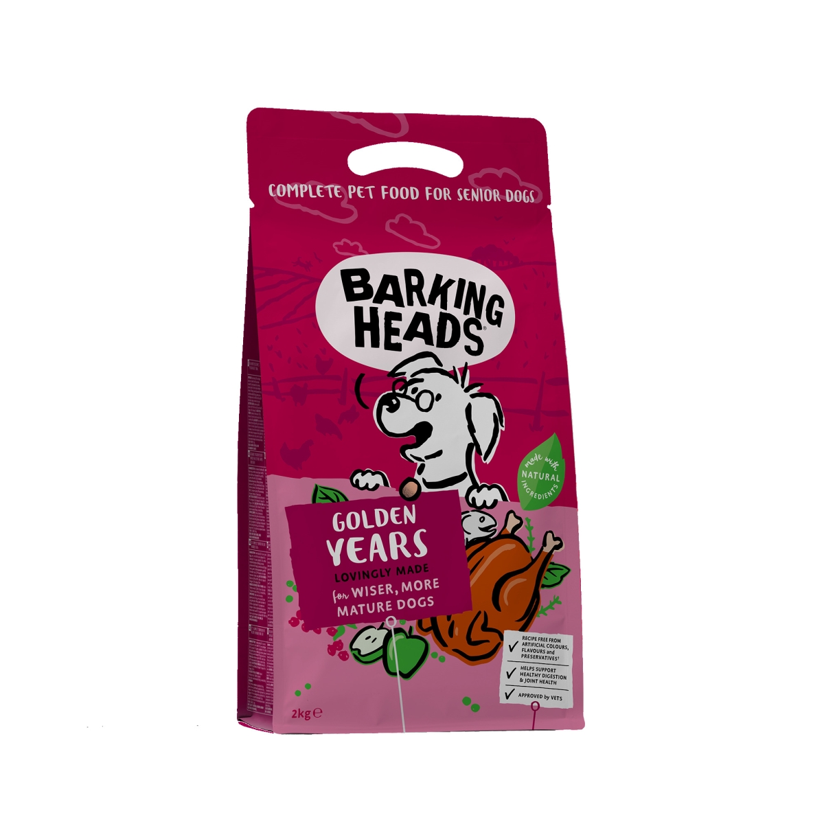 Barking Heads Golden Years sausā barība suņiem, 2 kg