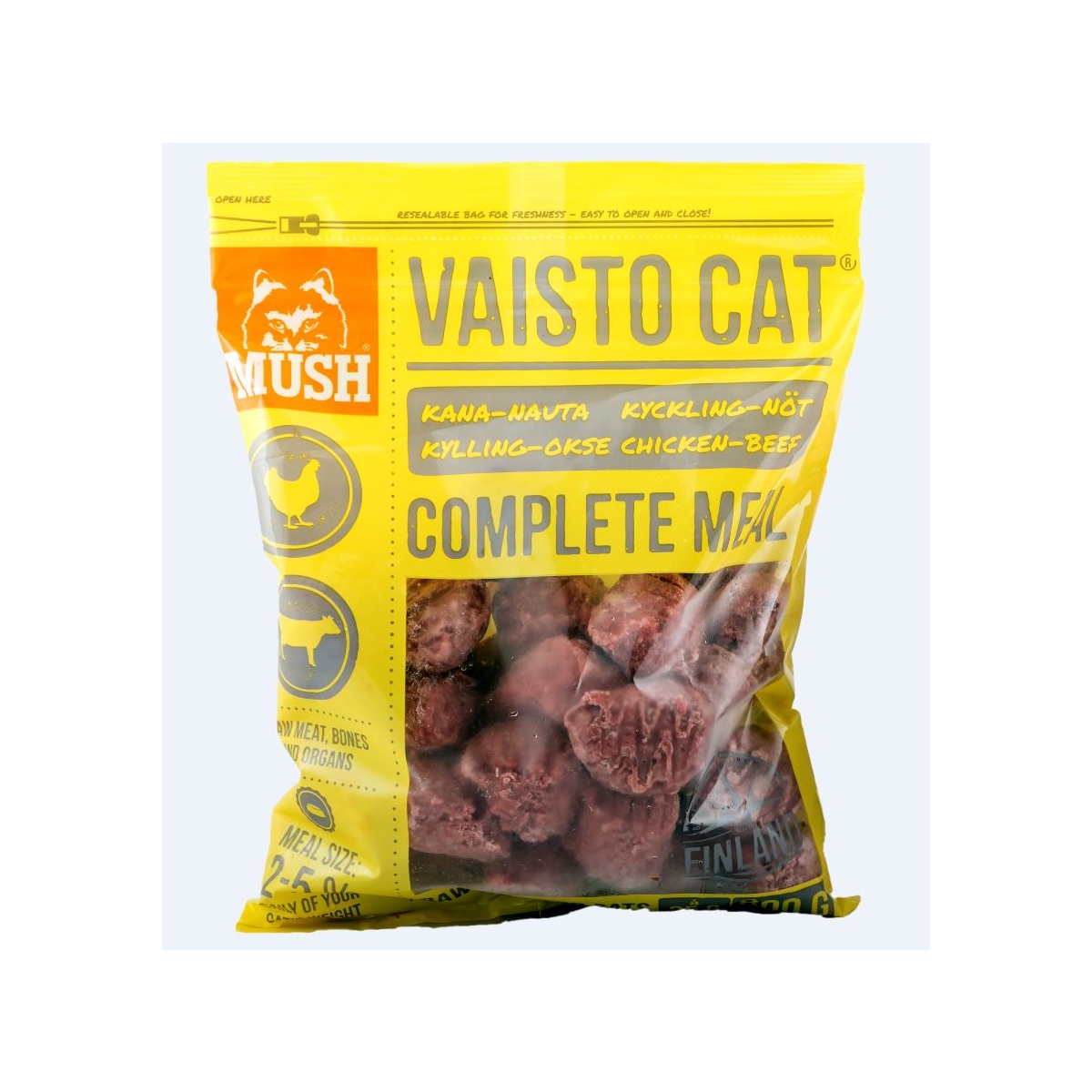Mush Vaisto dabiskā kaķu barība ar vistu/teļa gaļu, 800 g - Produkta attēls