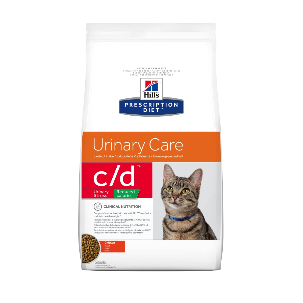 Hill's PD C/D Urinary Stress Red.Cal. sausā barība kaķiem ar vistu 4KG - Produkta attēls