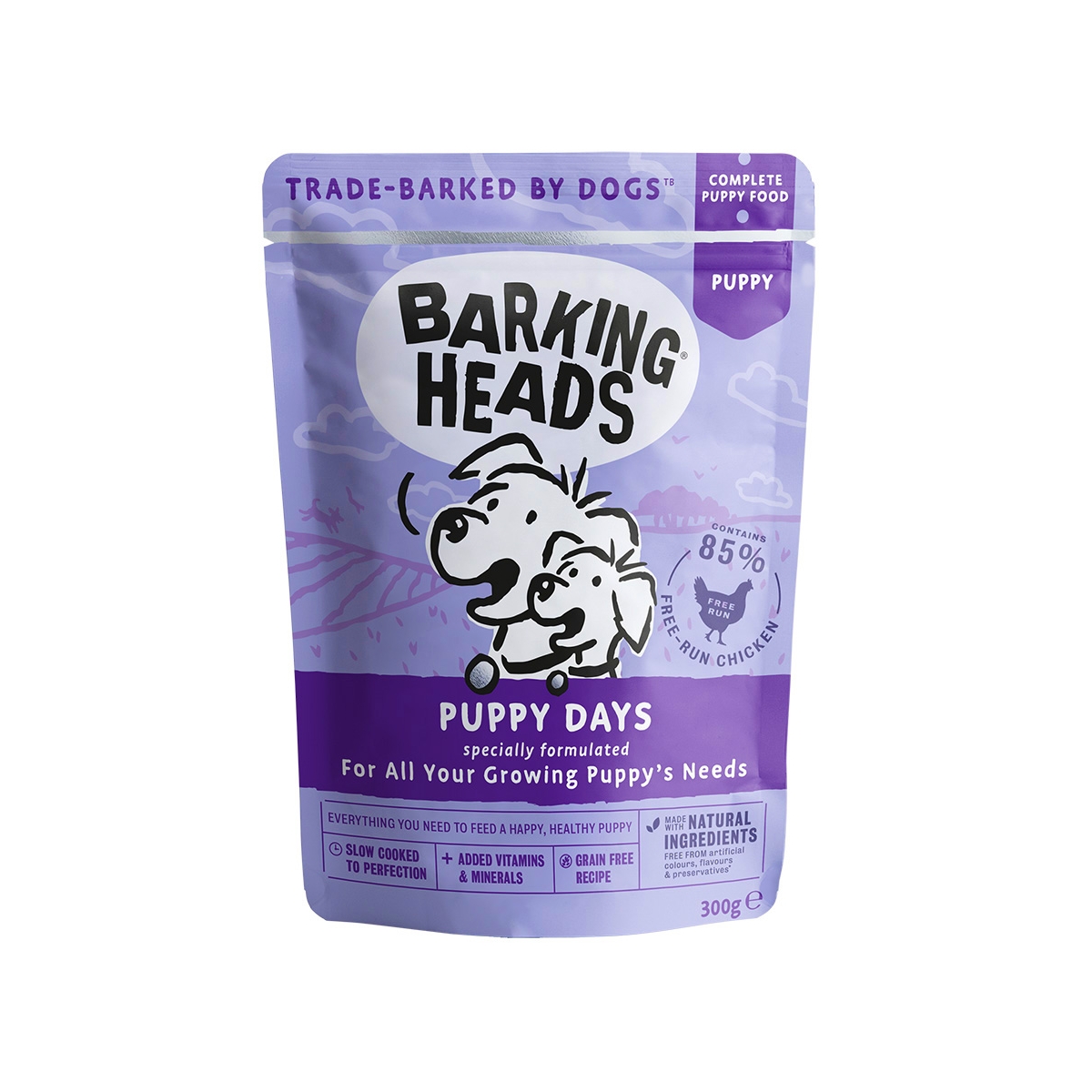BARKING HEADS Puppy Days mitrā barība kucēniem,vista, 300g - Produkta attēls