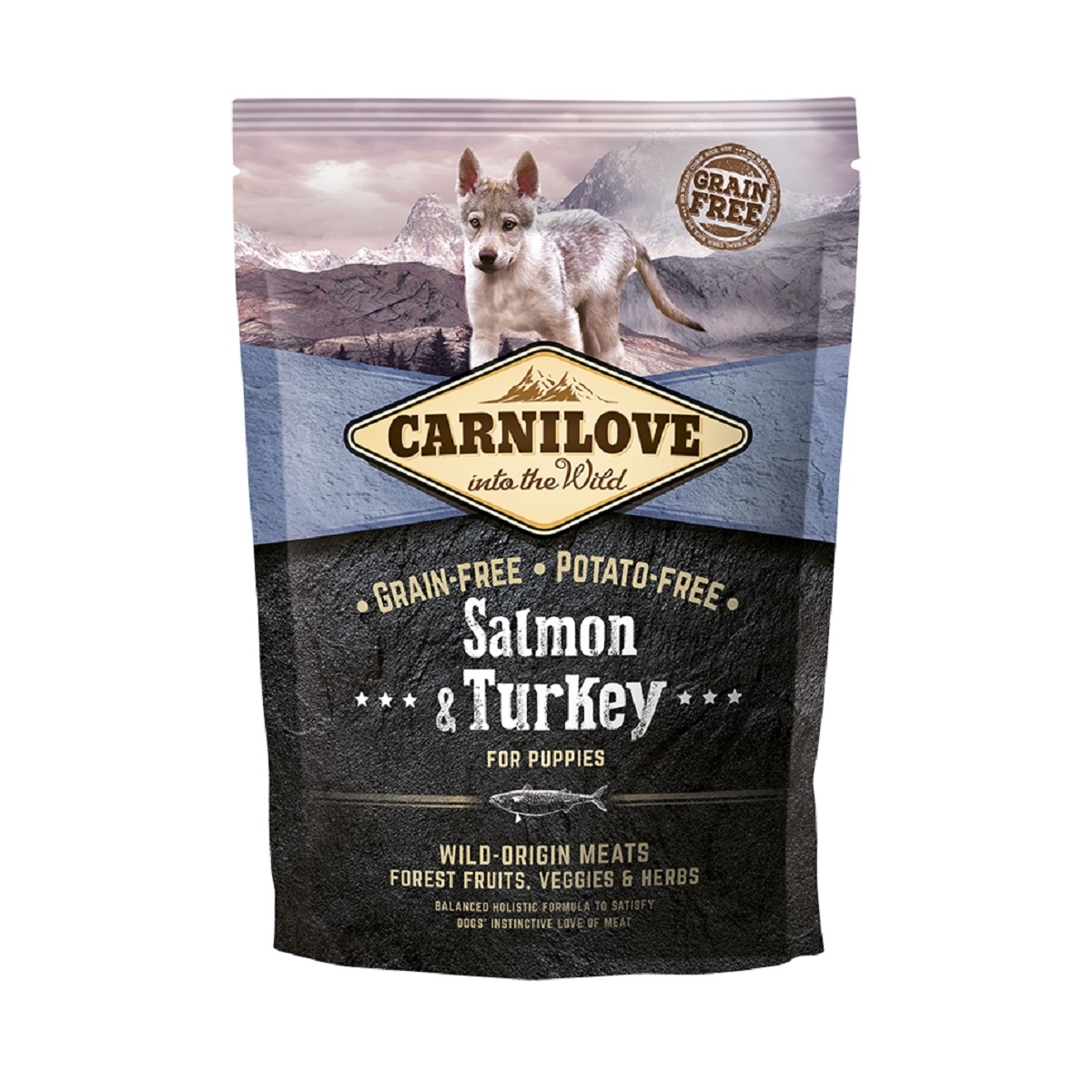 CARNILOVE sausā barība kucēniem, lasis/tītars, 1,5kg - Produkta attēls