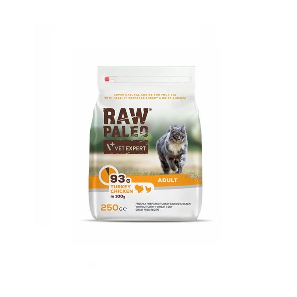 RAW PALEO Adult sausā barība kaķiem, tītars/vista, 250g - Produkta attēls