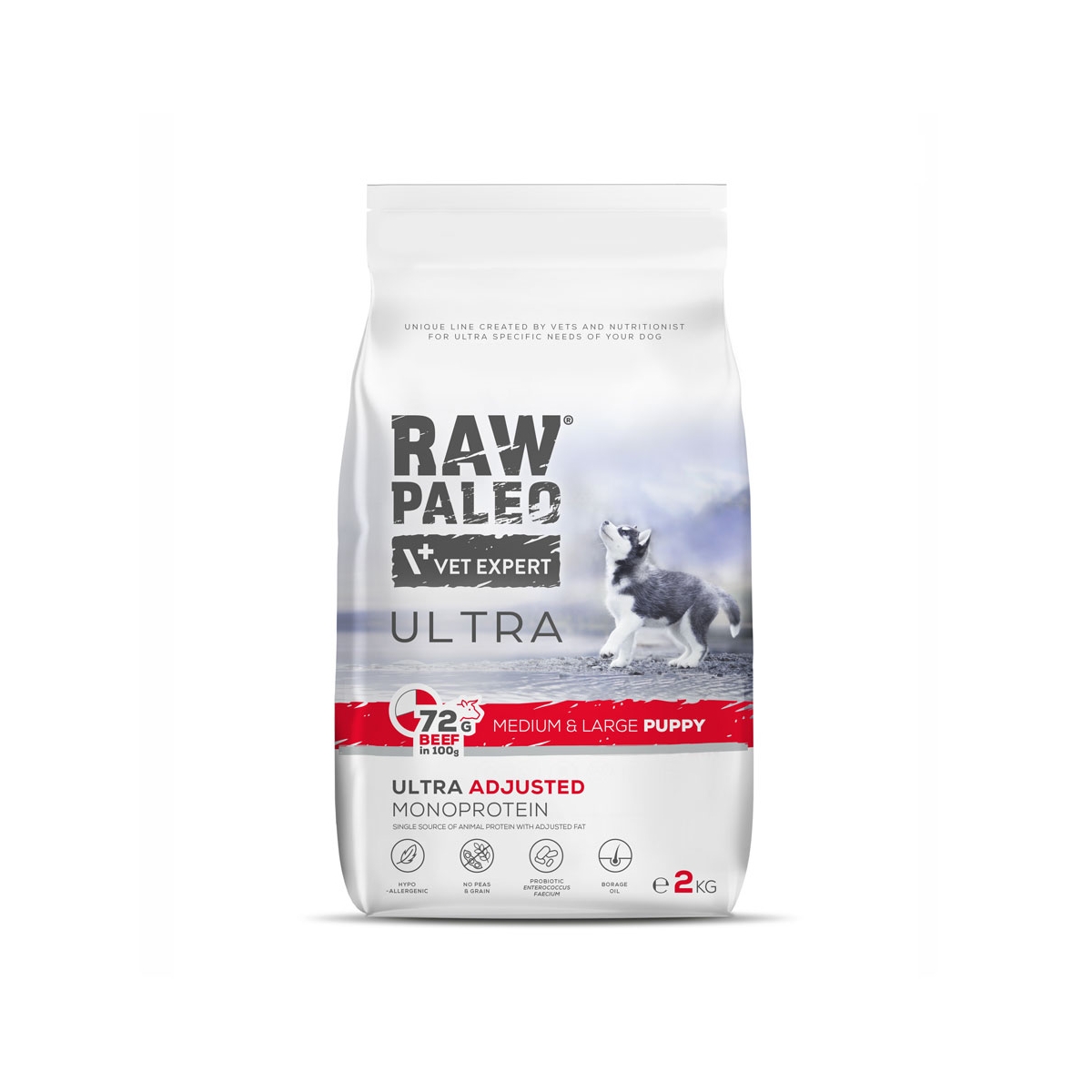 RAW PALEO Ultra Medium/Large sausā barība kucēniem, liell., 2kg - Produkta attēls