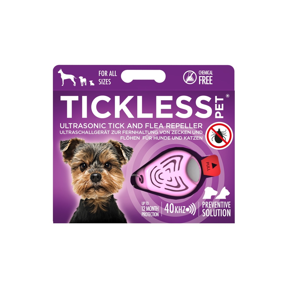 Tickless ultraskaņas ierīce pret ērcēm, rozā - Produkta attēls