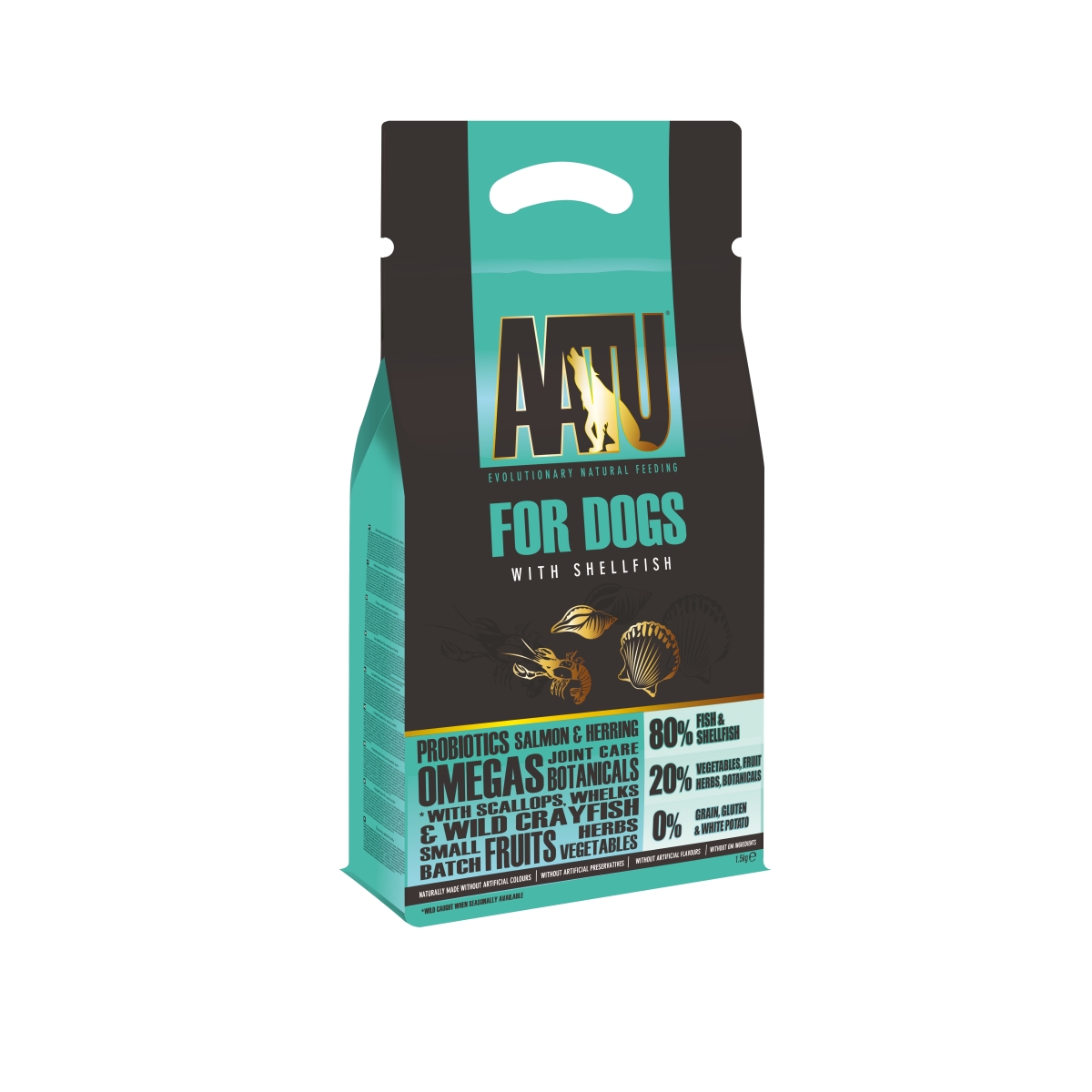 AATU sausā barība suņiem, jūras veltes, 1,5 kg - Produkta attēls