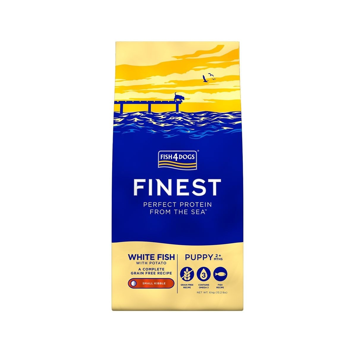 FISH4DOGS Puppy sausā barība kucēniem,baltā zivs/kartupeļi, 1,5kg - Produkta attēls