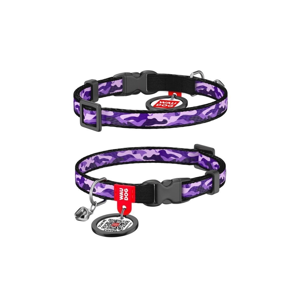 Collar Waudog kakla siksna kaķiem 20-30 cm, violeta kamuflāža - Produkta attēls