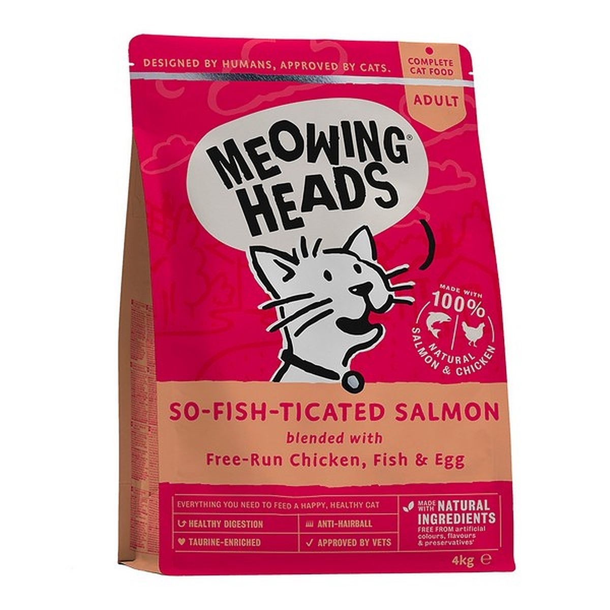Meowing Heads kaķu sausā barība ar lasi, 4kg