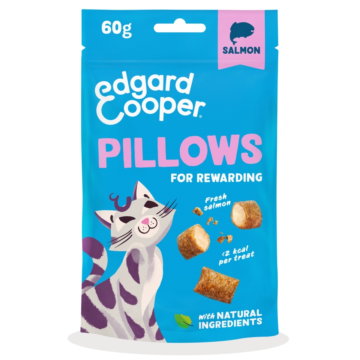 EDGARD COOPER Pillows gardumi kaķiem, lasis, 60g - Produkta attēls