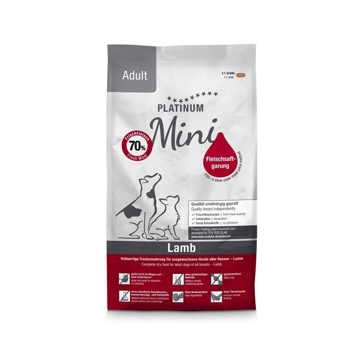 PLATINUM Adult Mini sausā barība suņiem, jērs, 900g - Produkta attēls