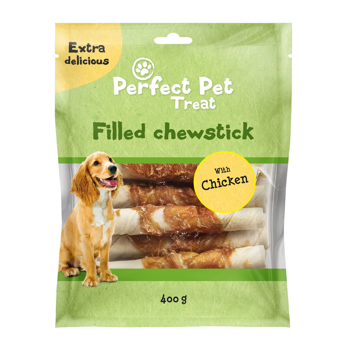 PERFECT PET Chewstick pildīti gardumi suņiem, vista, 400g - Produkta attēls