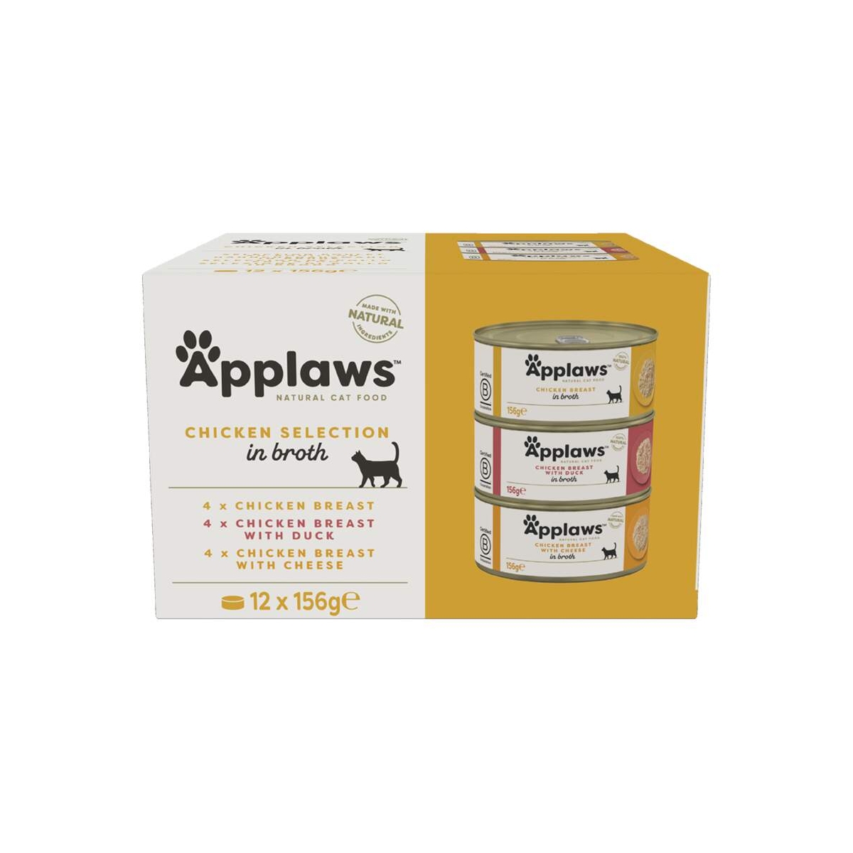 APPLAWS mitrās barības izlase kaķiem buljonā, vista, 12 x 156 g - Produkta attēls
