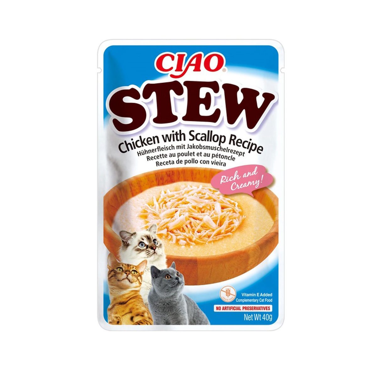 CHURU Ciao Stew papildbarība kaķiem, vista/gliemenes 40g - Produkta attēls