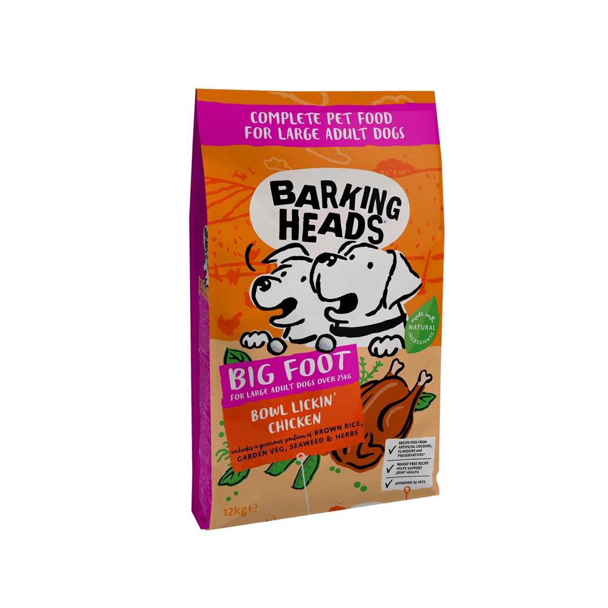 Barking Heads Bowl Lickin Chicken barība lielo šķirņu suņiem, 12 kg