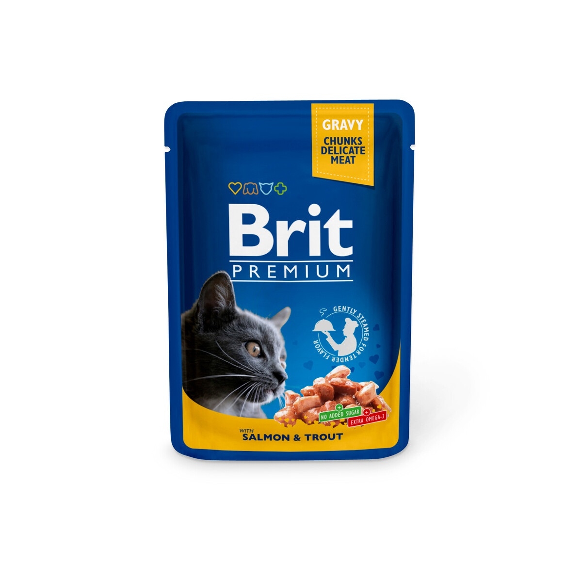 BRIT Premium mitrā barība kaķiem, lasis/forele, 100g - Produkta attēls