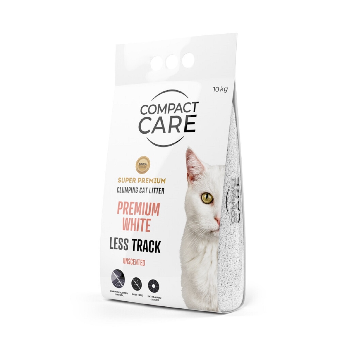 COMPACT CARE Premium White pakaiši kaķiem, 10kg, bez aromāta - Produkta attēls