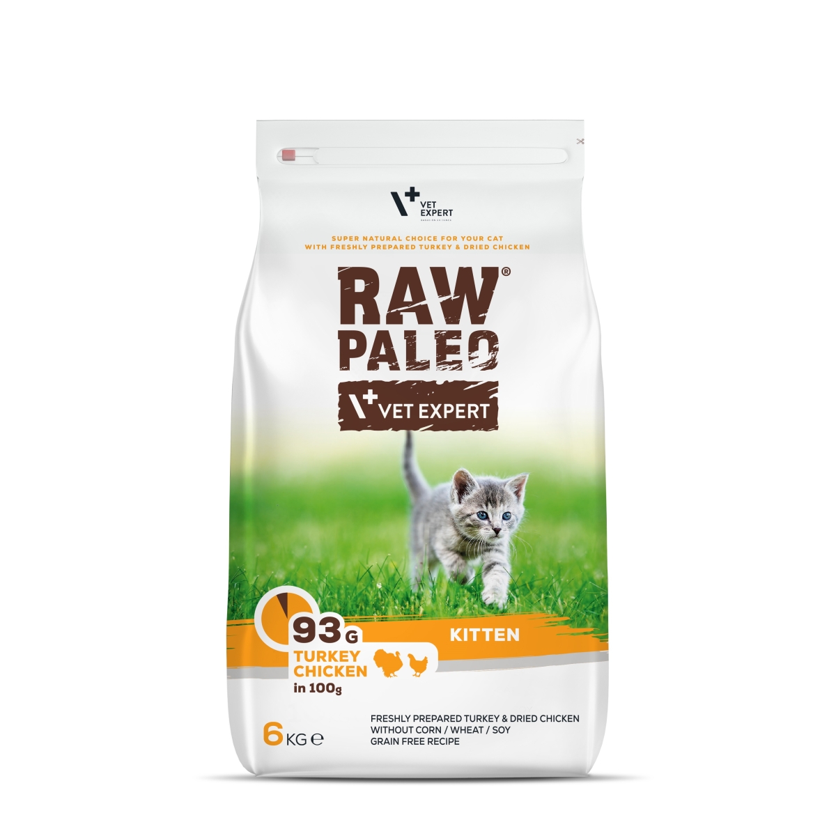 RAW PALEO Kitten sausā barība kaķēniem tītars/vista, 6kg - Produkta attēls