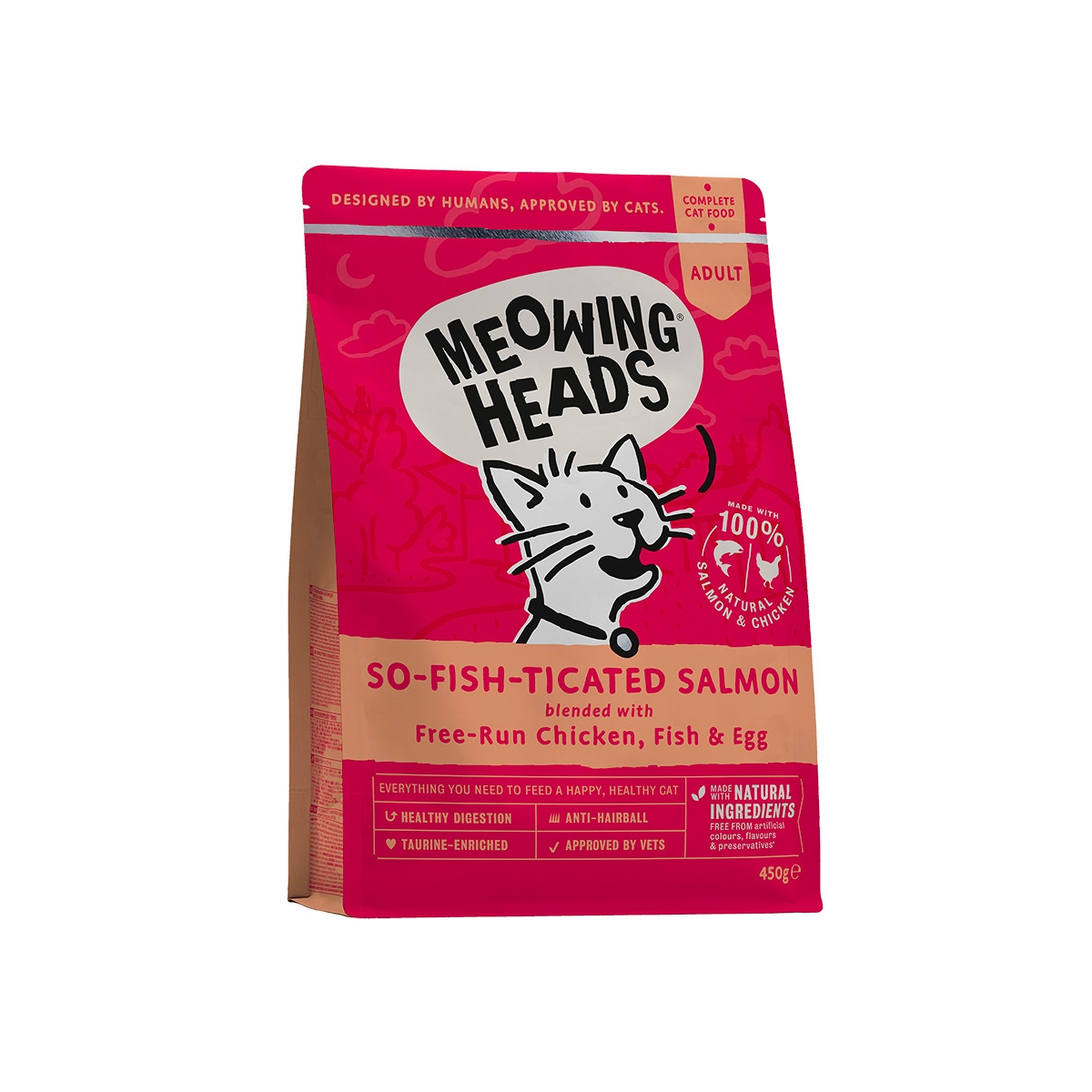 Meowing Heads SoFishTicated salmon sausā barība kaķiem, 450g
