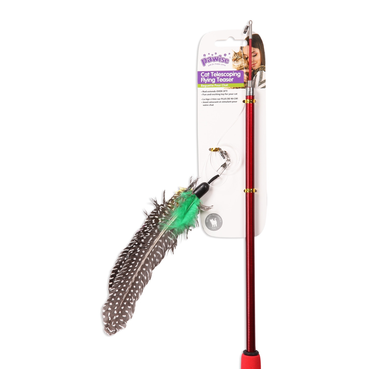 PAWISE makšķere kaķiem ar teleskopisko kātu un spalvām - Produkta attēls