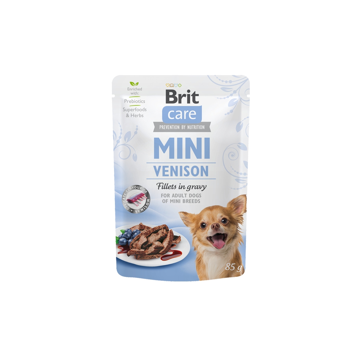 BRITCare mitrā barība mazo šķirņu suņiem, brieža gaļa mērcē 85g - Produkta attēls
