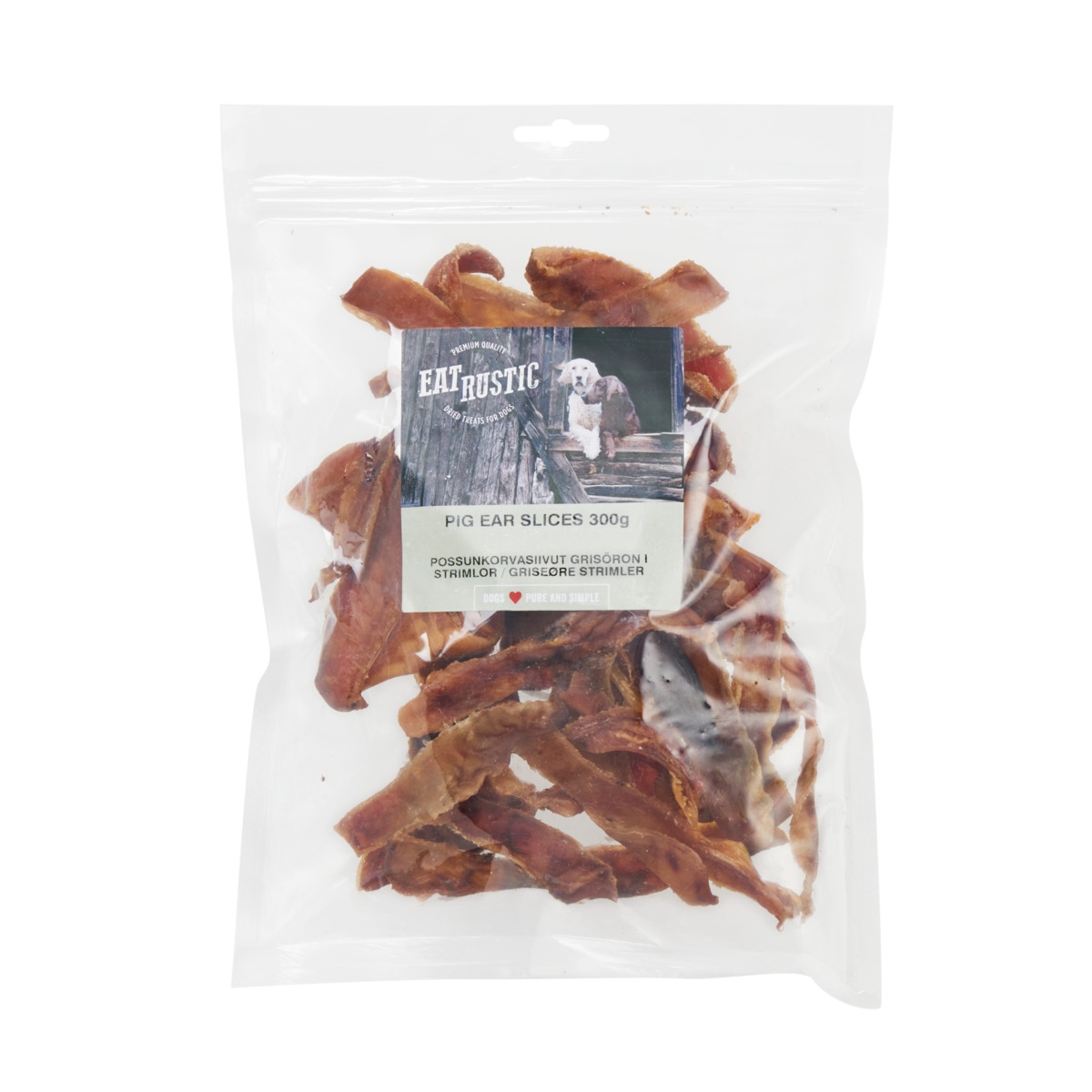 EAT RUSTIC gardums suņiem, cūku auss strēmelītes, 320g - Produkta attēls