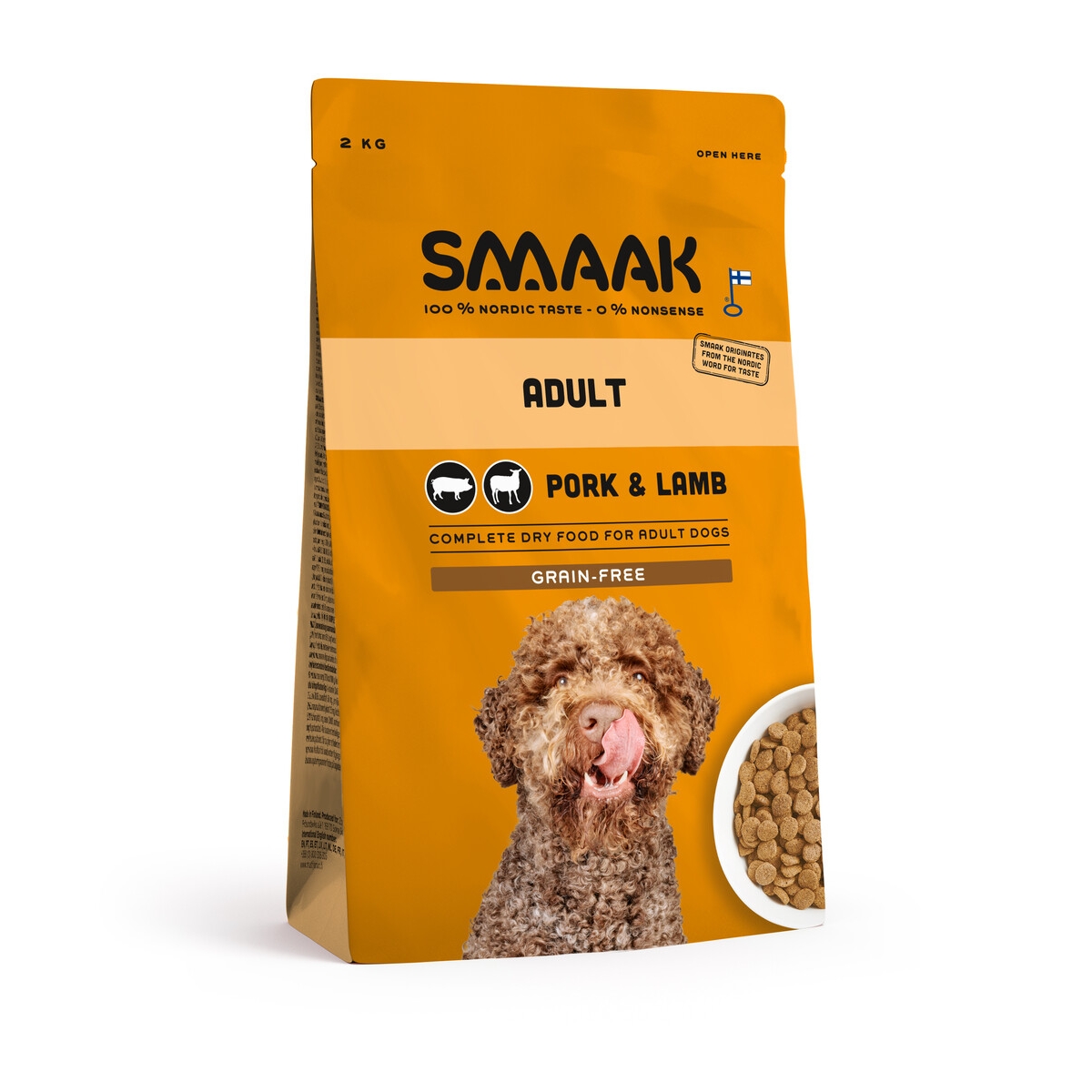SMAAK sausā barība suņiem, cūkgaļa/jērs, 2 kg - Produkta attēls