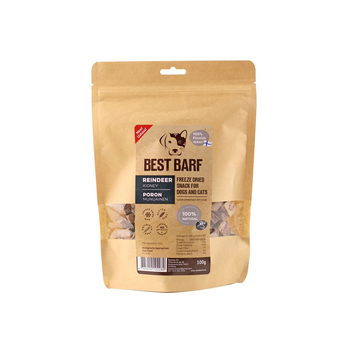 BEST BARF liofilizētas ziemeļbriežu nieres 100g - Produkta attēls