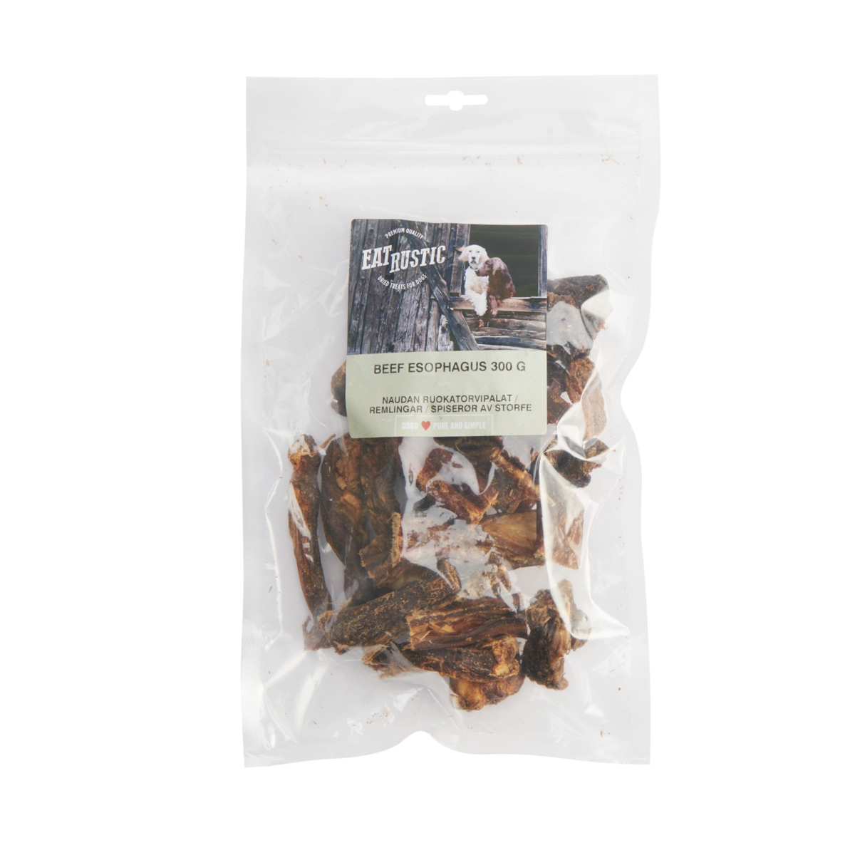 EAT RUSTIC gardumi suņiem, liellopa barības vads, 300g - Produkta attēls